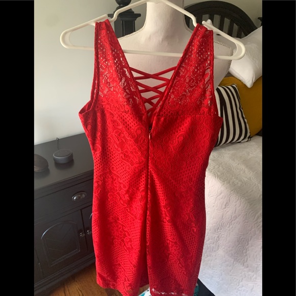NWOT Red Lace Mini dress by Guess - Picture 2 of 3